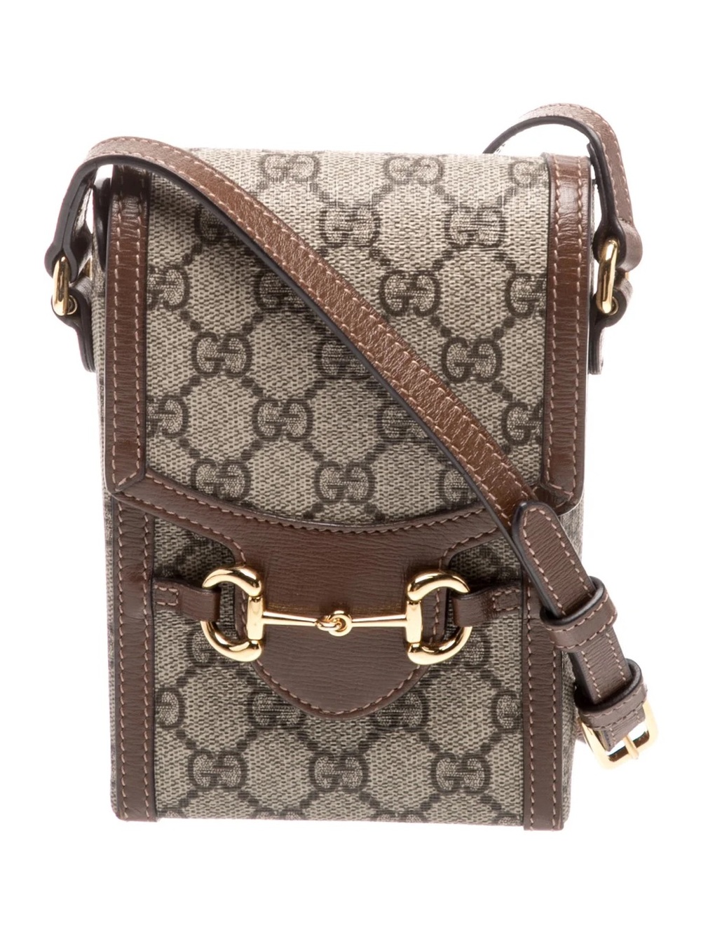 Gucci Brown GG  Horsebit 1955 Canvas Mini Shoulder Bag